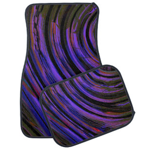 Colored tire rubber cutout in bluish purple to red car floor mat