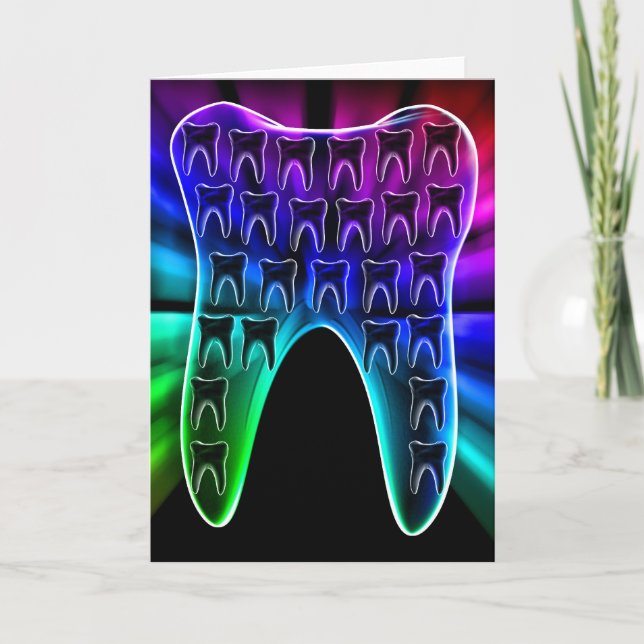 Colored Tooth Dental Art Greeting Card (Front)