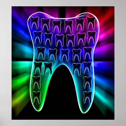 Colored Tooth Design Dentist Orthodontist Poster