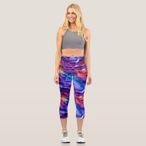 Colored vibrating style capri leggings