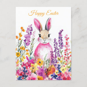 Colored watercolor postcard with Easter eggs