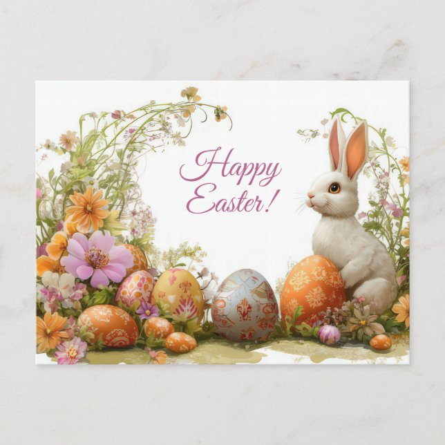 Colored watercolor postcard with Easter eggs (Front)