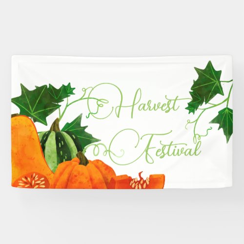 Colored watercolor pumpkins Harvest Festival  Banner