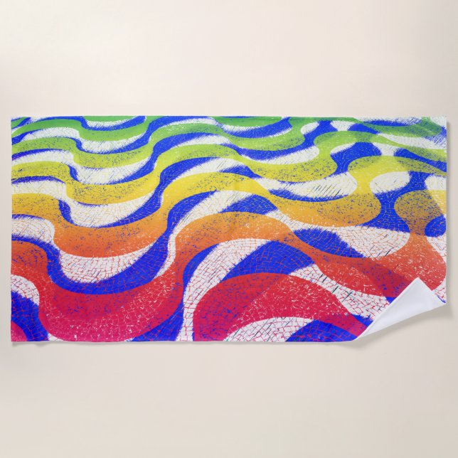 Colored waves beach towel (Front)