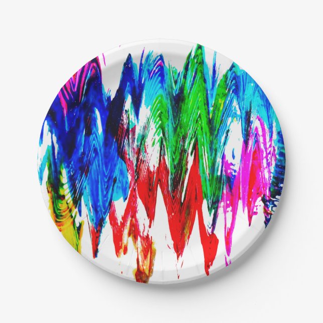 Colored waves paper plates (Front)