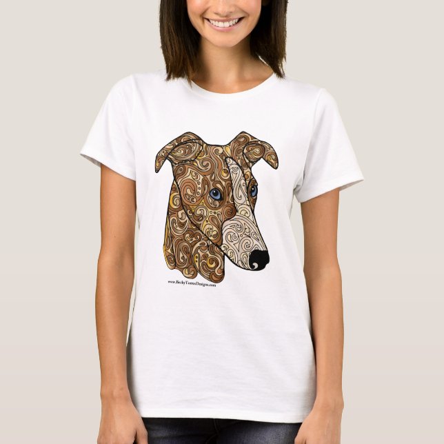 Colored Whippet Doodle Dog T-Shirt (Front)
