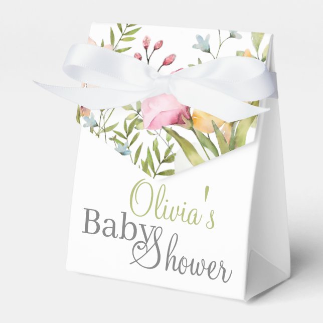 Colored Wildflower Floral Baby Shower Favor Boxes (Front Side)
