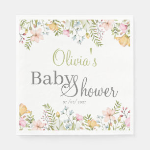 Colored Wildflower Floral Baby Shower Napkins