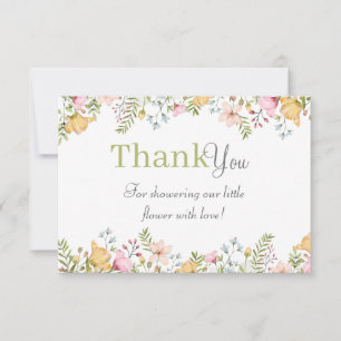 Colored Wildflower Floral Baby Shower Thank You Card