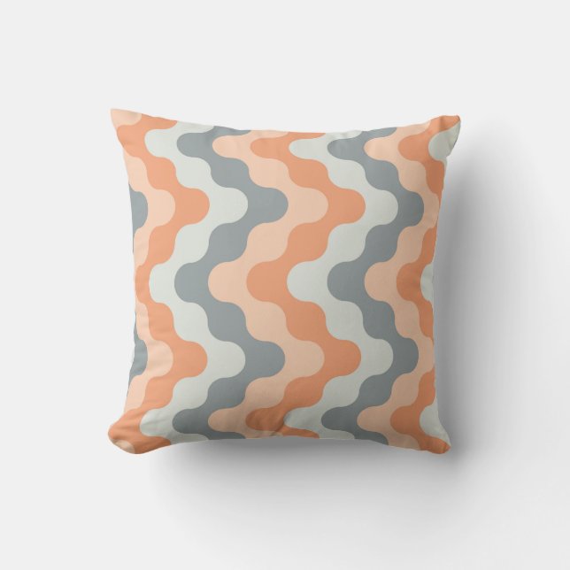 Colored zigzags (salmon and gray) throw pillow (Front)