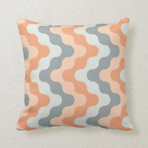 Colored zigzags (salmon and gray) throw pillow