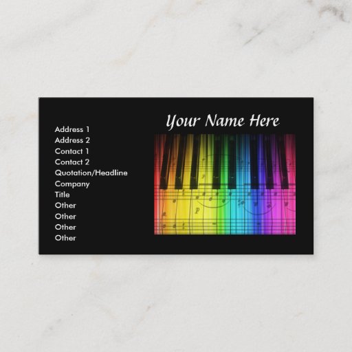 Customizable Colorf Piano Keyboard &amp; Music Notes Business Card