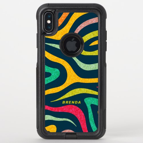 Colorfu abstract zebra stripes pattern OtterBox commuter iPhone XS max case