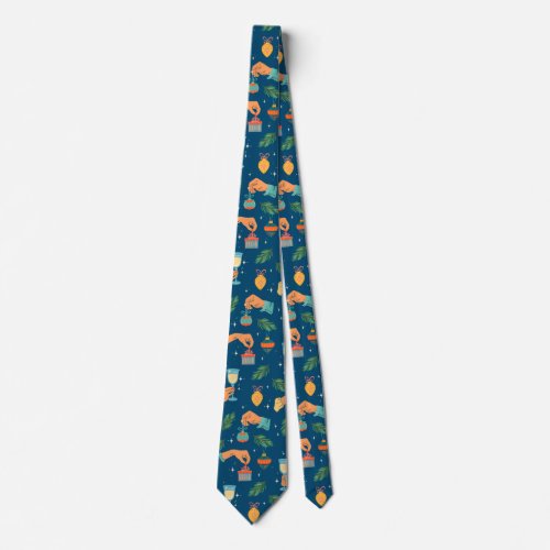 Colorfu Christmas symbols pattern Neck Tie