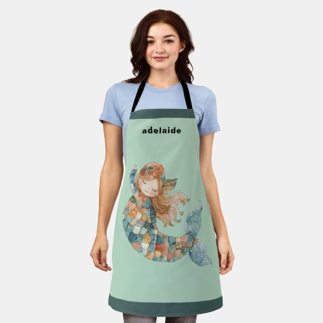 Colorfu Cute Mermaid Apron (Worn)