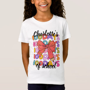 Colorful 100 Days Of School Red Pencil Bow T-Shirt