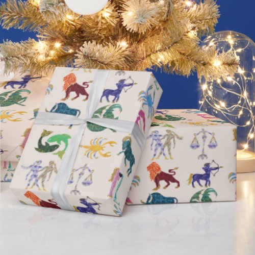 Colorful 12 Zodiac Signs for Birthday Wrapping Paper