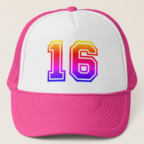 Colorful 16th Birthday Party Trucker Hat