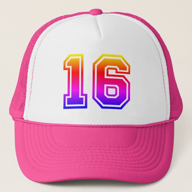 Colorful 16th Birthday Party Trucker Hat (Front)