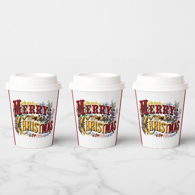 Colorful 1876 Merry Christmas Paper Cups (Multi)