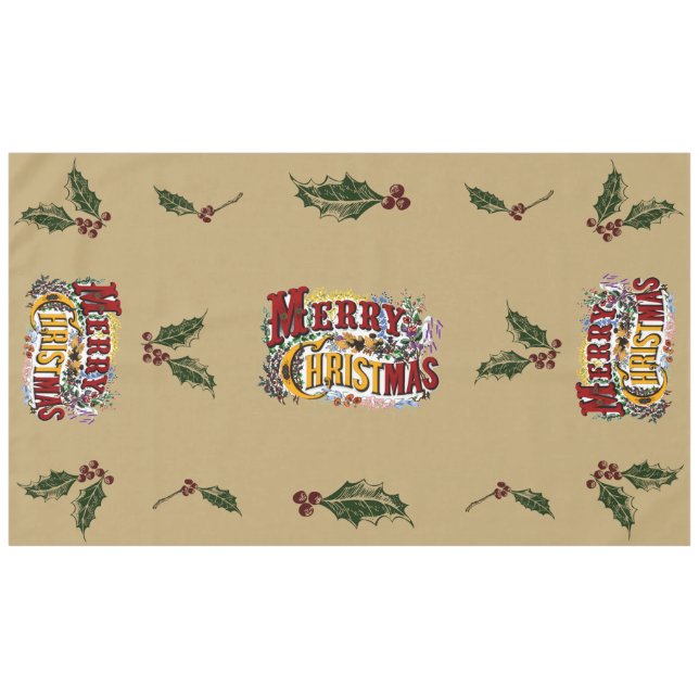Colorful 1876 Merry Christmas Tablecloth (Front (Horizontal))