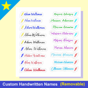 Colorful 18 Tags, Elegant Script Name Stickers