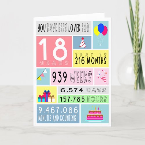 Colorful 18th Birthday Folded Card