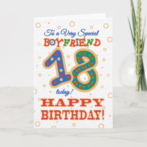 Colorful 18th Birthday for Special Boyfriend Card