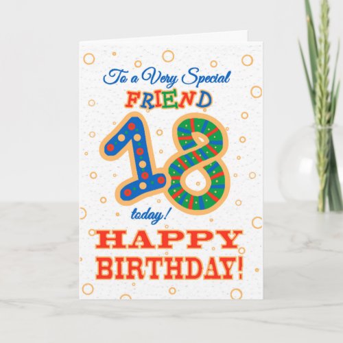 Colorful 18th Birthday for Special Friend Card