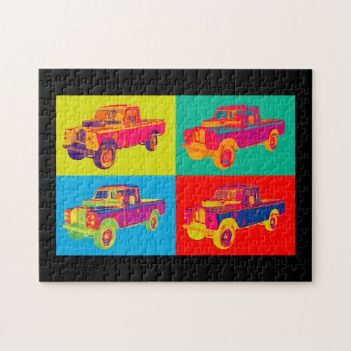 Colorful 1971 Land Rover Pickup Truck Pop Art Jigsaw Puzzle