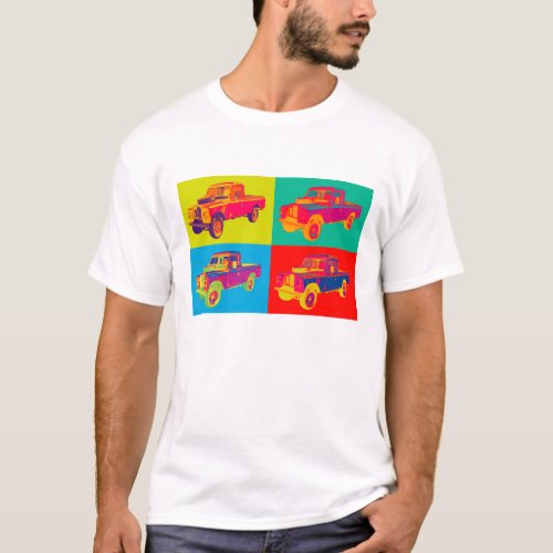 Colorful 1971 Land Rover Pickup Truck Pop Art T_Shirt