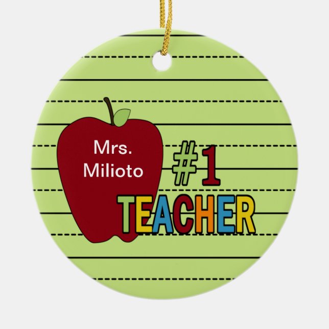 Colorful #1 Teacher Christmas Ornament (Front)