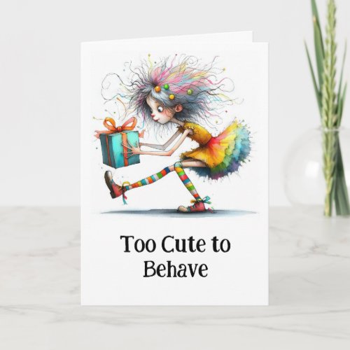 *  Colorful 1 Whimsical Christmas Girl  Gift AP97 Thank You Card