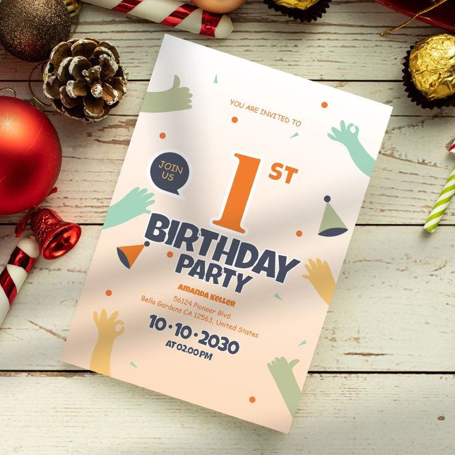 Colorful 1st Birthday Invitation (Creator Uploaded)