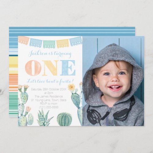 Colorful 1st Fiesta Mexican Birthday Party For Boy Invitation