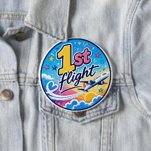 Colorful 1st flight airplane souvenir button