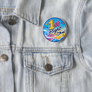 Colorful 1st flight airplane souvenir button