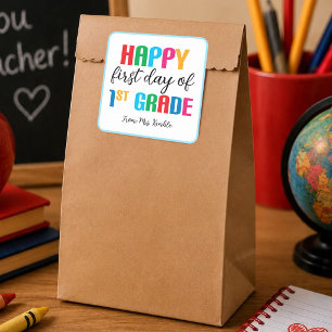 Colorful 1st Grade School Sticker (Square)