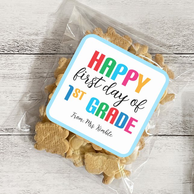 Colorful 1st Grade School Sticker (Square) (Creator Uploaded)