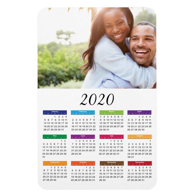 Colorful 2020 Custom Photo Calendar Magnet (Vertical)