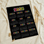 Colorful 2025 Black calendar Poster<br><div class="desc">A modern and colorful poster calendar for the year 2025.</div>