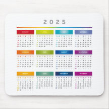 Colorful 2025 Calendar - Rainbow Colors 3 Columns