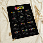 Colorful 2026 Black calendar Poster<br><div class="desc">A modern and colorful poster calendar for the year 2026.</div>