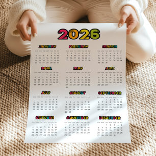 Colorful 2026 calendar poster