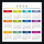 Colorful 2026 Calendar - Rainbow Colors 3 Columns Poster<br><div class="desc">Colorful 2026 Calendar - Rainbow Colors 3 Columns</div>
