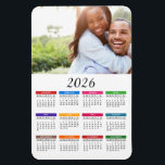Colorful 2026 Calendar with Your Photo Magnet<br><div class="desc">Start the year off right with a colorful calendar with your favorite custom photo! Personalization is easy and free! Calendars for your refrigerator, office space, dorm, garage, workshop or any other place you can think of... they make a great gift and conveniently display all 12 months of the year on...</div>