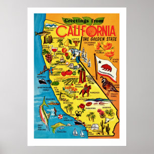 Colorful 20x28 California Map Print