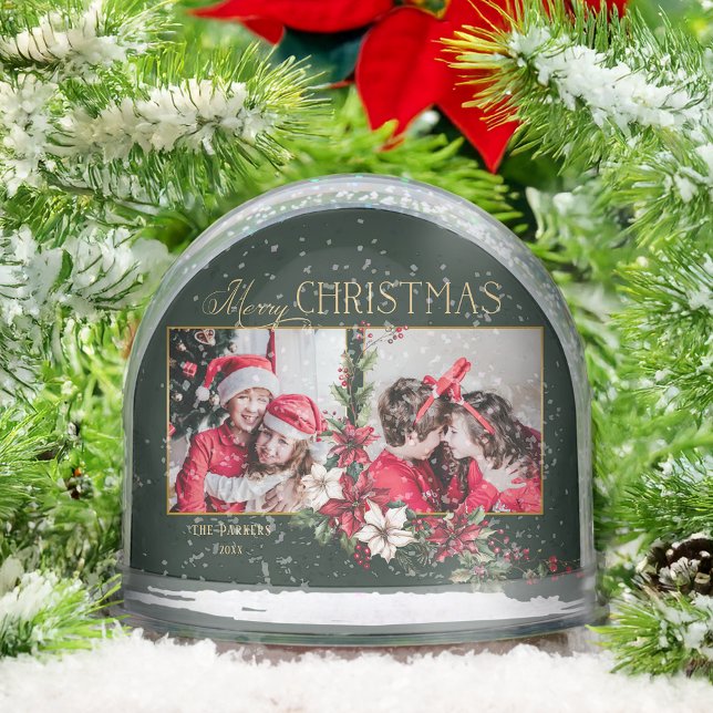 Colorful 2-Photo Poinsettias Snow Globe (Creator Uploaded)