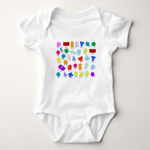 Colorful 2D  3D Geometric Shapes Pattern Baby Bodysuit