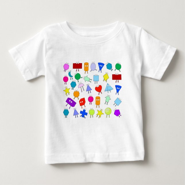 Colorful 2D & 3D Geometric Shapes Pattern Baby T-Shirt (Front)